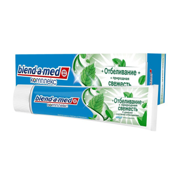 яяяЗ/паста БЛЕНД-А-МЕД 100мл Комплекс отбеливание + Прир. свеж. Мята и эвкалипт  *12