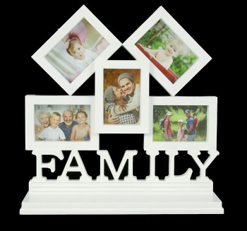 Фоторамка пластик на 5 фото на подставке 5х8 см "Семья" белая 27х27х7 см 2257926