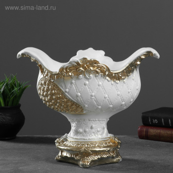 Фигурное кашпо "Бусинка" белая с золотом 28х34х21см   4786378
