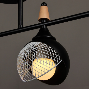 Люстра N6418/4 BK+WOOD 4*40W E27 220V (l-780; w-120; h-270) VERNER LIGHTING *1