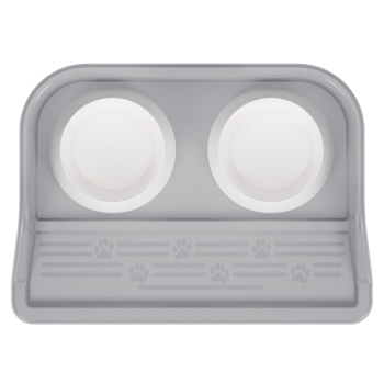 Миски для животных пластм. 2-е ёмкости на ПОДДОНЕ 410х300х60мм Серый М8629 *1/10 Миски для животных пластм. 2-е ёмкости на ПОДДОНЕ 410х300х60мм Серый М8629 *1/10