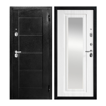 Дверь металлическая 7 см ЗЕРКАЛО Лиственница беленая 960х2050 ПРАВАЯ Форпост *1