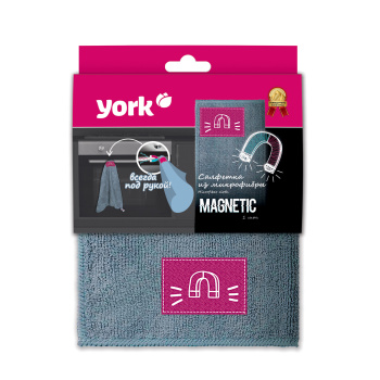 Салфетка для уборки универсальная микрофибра "MAGNETIC" 40х50см, с магнитом 026260 "York" *1/32