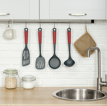 Лопатка кухонная пластм. "Maestro" дл.330мм Бордовый арт.434231521 ("Бытпласт") *1/12