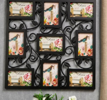 Фоторамка пластик на 9 фото 10х15 см "Вьюнок" чёрная 53х53 см 1109766