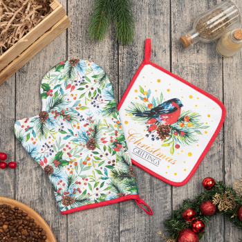 Набор прихваток Christmas greetings варежка-прихватка 20х28см, прихватка 19х19см Этель *1