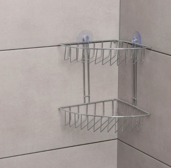 Полка 2х-ярусная угловая 19х19х24 см, 2 присоски 890907