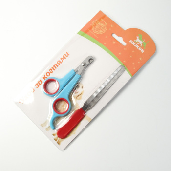 Набор по уходу за когтями: ножницы-когтерезы (отверстие 6 мм) и пилка, сине-красный 6960802