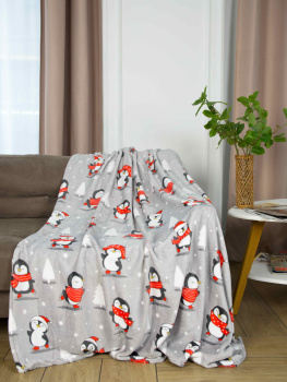 Плед 150*200см фланель Пингвины на катке Belezza *1