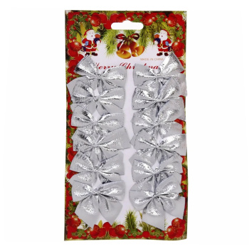 Бант на ёлку "Серебряный  шик" 6 см (набор 12 шт)