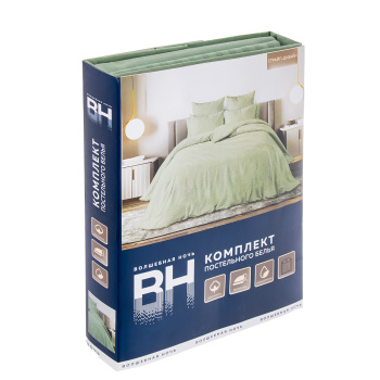 Постельное белье евро поплин Волшебная Ночь 8709/6 Smoke Green, наволочки 70*70 - 2шт *1/6 Постельное белье евро поплин Волшебная Ночь 8709/6 Smoke Green, наволочки 70*70 - 2шт *1/6