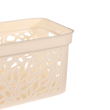 Корзина для хранения пластм. "Leaves" 333х225х174мм с Крышкой 10л Молочный 837("Полимербыт") *1/12