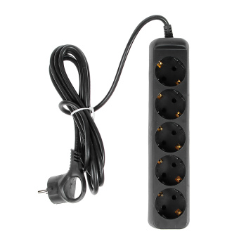 Удлинитель 5 розеток 3м с/з ПВС 3*0,75мм2 10А мощ. нагр 2200Вт ЧЕРНЫЙ ЭРА UX-5e-3m-B черный *1/5/20