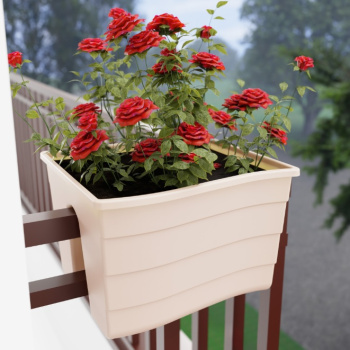Ящик д/цветов пластм.  на перила 30х29х20см 10л Бежевый М8912 ЗПИ "Альтернатива" *1/8 Ящик д/цветов пластм.  на перила 30х29х20см 10л Бежевый М8912 ЗПИ "Альтернатива" *1/8
