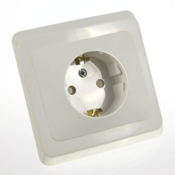 Розетка "Этюд" СП 1-мест. белая евро с з/к з/ш РС16-004  *10/20