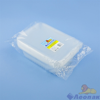 Одноразовые контейнеры с Крышками 0,75л прямоуг. НАБОР 6ШТ Плоский Леопак *120
