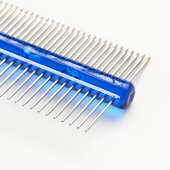 Расчёска для шерсти "Пузырьки" двухсторонняя, прозрачная, 19,5 х 5,6 см, синяя 7438020