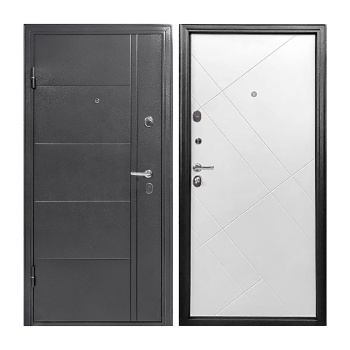 Дверь входная 2050х960х65 мм Форпост, левая, серебристый антик/белый матовый