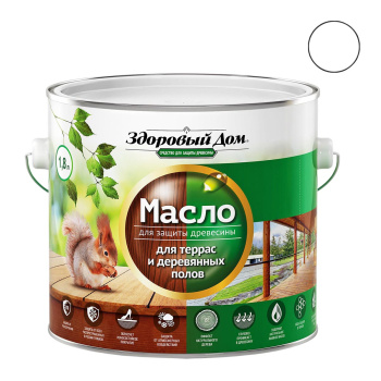 Масло для террас и деревянных полов Здоровый Дом Белое 1,8 л  *1/4/168