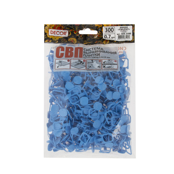 Система выравнивания плитки СВП зажим "Квадрат" 0,7мм (пакет 300шт) (арт.449-3300)   *1/10/20