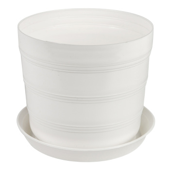 Кашпо пластм. "Классик " 1,2л d верха 133мм h115 с поддоном Белое КК 1,2 Б (Екатеринбург) *1/50