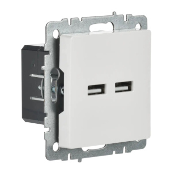Механизм розетки "BRITE" 2-мест. USB A+A 5В/3.1А белый IEK BR-U21-D31-K01   *1/8/80