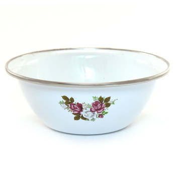 Миска эмалированная 0,6л d160мм обод нерж., с деколью С-0305А3/4  *1/18